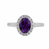 1.5Ct Oval Cut Amethyst Diamond Classic Halo Engagement Ring 14K White Gold Over