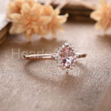 1ct Oval Cut Simulated Peach Morganite Solitaire Halo Ring 14k Rose Gold Plated