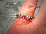 1ct Round Cut Pink Ruby 5 Stone Stackable Wedding Band Ring 14k WhiteGold Finish