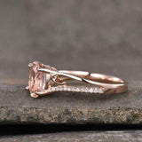 2.2ct Engagement Ring Oval Cut Peach Morganite Split Shank 14k Rose Gold Finish