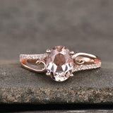 2.2ct Engagement Ring Oval Cut Peach Morganite Split Shank 14k Rose Gold Finish