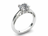 1ct Round Cut Diamond Milgrain Solitaire Bridal Set Ring 14k White Gold Finish