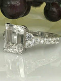 1.8ct Emerald Cut Diamond Accent Solitaire Engagement Ring 14k White Gold Finish