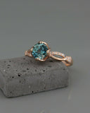 1.25Ct Round Cut London Blue Topaz Split Band Solitaire Ring 14K Rose Gold Over