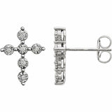 0.5ct Round Cut Diamond God Jesus Cross Stud Earring 14k White Gold Finish
