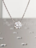 1ct Round Cut Moissanite Solitaire Pendant with Chain 14k White Gold Plated