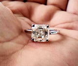 1.2ct Engagement Ring Asscher Cut Diamond Solitaire Design 14k White Gold Finish