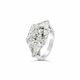 2ct Cushion Diamond Engagement Ring Trillion Accents Trilogy 18k White Gold Over