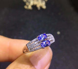 2.4ct Oval Cut Blue Tanzanite Split Wedding Band Ring 14k White Gold Finish