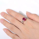 2.4ct Engagement Ring Oval Cut Pink Ruby Split Shank 14k White Gold Finish