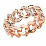 1ct Round Cut Diamond Cuban Link Engagement Ring Band 14k Rose Gold Finish