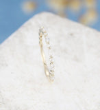 0.3ct Marquise Simulated Diamond Minimalist Wedding Band 14k Yellow Gold Plated
