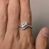 2ct Pear Cut Peach Morganite Swirl Unique Engagement Ring 14k White Gold Finish