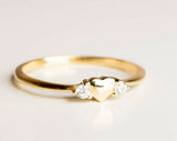 0.3ct Round Cut Diamond Engagement Ring Dainty Minimalist 14k Yellow Gold Finish