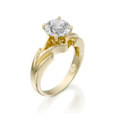 Solitaire Promise Engagement Ring 2ct Round Cut Diamond 14k Yellow Gold Finish