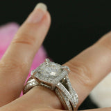 2.5ct Round Cut Diamond Unique Split Band Engagement Ring 14k White Gold Finish