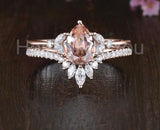 1ct Pear Cut Simulated Morganite Minimalist Engagement Ring 14k Rose Gold Plated