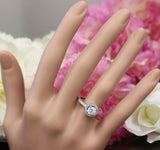 Milgrain Halo Solitaire Engagement Ring 2ct Round Diamond 14k White Gold Finish