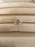 2ct Engagement Ring Pear Cut Purple Amethyst Split Shank Halo 14k WhiteGold Over