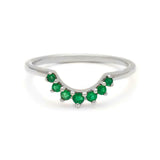 0.2ct Round Green Emerald Wedding Band 14k Yellow Gold Finish Curved Crown Tiara