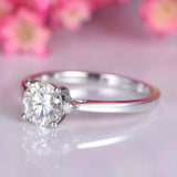 1.2ct Round Cut Diamond Engagement Ring Trilogy Solitaire 14k White Gold Finish
