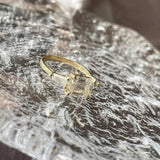 0.3ct Emerald Cut Simulated Diamond Three Stone Ring 14k Yellow Gold Plated