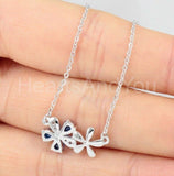 1ct Pear Cut Simulated Blue Sapphire Floral Pendant Chain 14k White Gold Plated