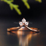 0.1ct Round Cut Moissanite Trilogy Curved Engagement Ring 14K White Gold Plated