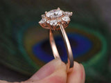 1.5ct Round Cut Diamond Engagement Ring Floral Solitaire 14k Rose Gold Finish