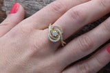 Unique Vintage Filigree Engagement Ring 2ct Round Diamond 14k Yellow Gold Finish