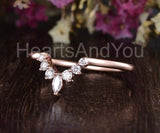0.5ct Marquise Simulated Diamond Chevron Crown Wedding Band 14k Rose Gold Plated