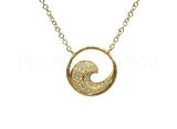 0.02ct Round Cut Moissanite Wave Hollow Pendant 14k Yellow Gold Plated NO CHAIN