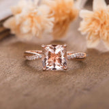 1ct Cushion Cut Simulated Peach Morganite Infinity Ring 14k Rose Gold Plated