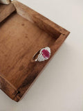 2ct Engagement Ring Oval Cut Pink Ruby Cluster Halo 14k White Gold Finish