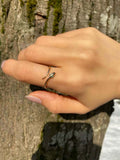 0.1ct Engagement Ring Round Cut Green Emerald Snake Bypass 14k YellowGold Finish