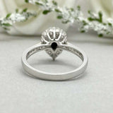 2.2ct Engagement Ring Pear Cut Black Diamond Halo Design 14k White Gold Finish