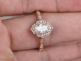 1.5ct Oval Cut Diamond Engagement Ring Halo Vintage Women 14k Rose Gold Finish
