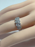 4Ct Oval Diamond Five Stone Cluster Halo Engagement Ring 14K White Gold Finish