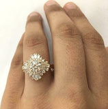 3.5ct Round Cut Diamond Engagement Ring Sunburst Ballerina 14k Rose Gold Finish