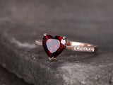 1ct Heart Cut Red Garnet Solitaire Wedding Engagement Ring 14k Rose Gold Finish