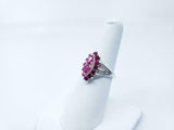 2.2ct Engagement Ring Pear Cut Pink Ruby Art Deco 14k White Gold Finish