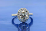 2ct Oval Cut VVS1D Diamond Halo Solitaire Engagement Ring 14k White Gold Finish
