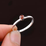 0.23ct Engagement Ring Round Cut Red Garnet Solitaire 14k White Gold Finish