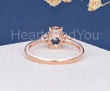 1ct Oval Cut Simulated Peach Morganite Three Stone Ring 14k Rose Gold Plated