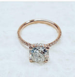 1.2ct Cushion Cut Diamond Accent Solitaire Engagement Ring 14k Rose Gold Finish