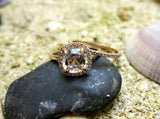 1.7ct Cushion Cut Peach Morganite Engagement Ring 14k RoseGold Finish Bridal Set