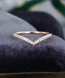 0.5ct Round Cut Moissanite Curved Stackable Wedding Band 14k Rose Gold Plated