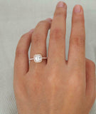 Halo Solitaire with Accents Ring 1.5ct Cushion Cut Diamond 14k Rose Gold Finish