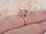 1ct Oval Cut Peach Morganite Diamond Engagement Ring 14k RoseGold Over Solitaire