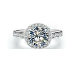 1.3ct Round Cut Diamond Engagement Ring 14k White Gold Finish Halo Solitaire